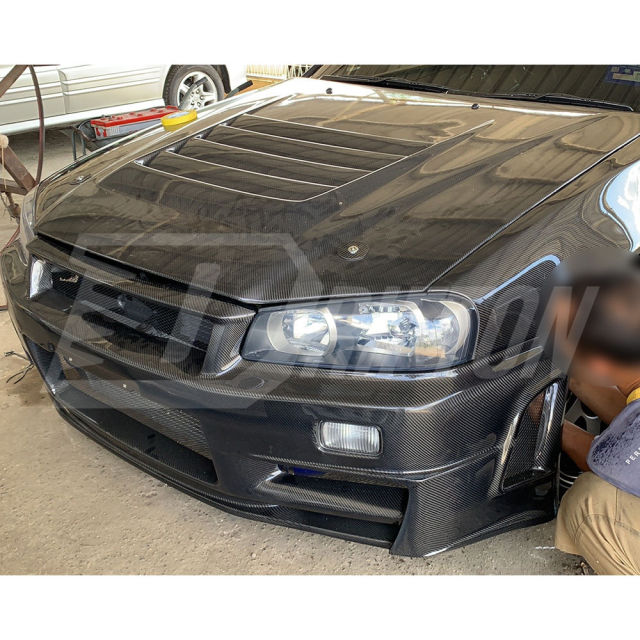 Nismo Z-Tune Style Carbon Fiber Front Bumper & Under Lip For Nissan R34 GTR 1998-2002