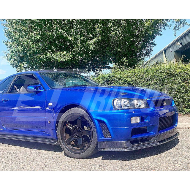 OEM V-Spec Nismo Z-tune Style Carbon Fiber Front Bumper Bottom Lip For Nissan R34 GTR 1998-2002