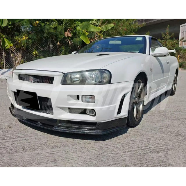 OEM V-Spec Nismo Z-tune Style Carbon Fiber Front Bumper Bottom Lip For Nissan R34 GTR 1998-2002