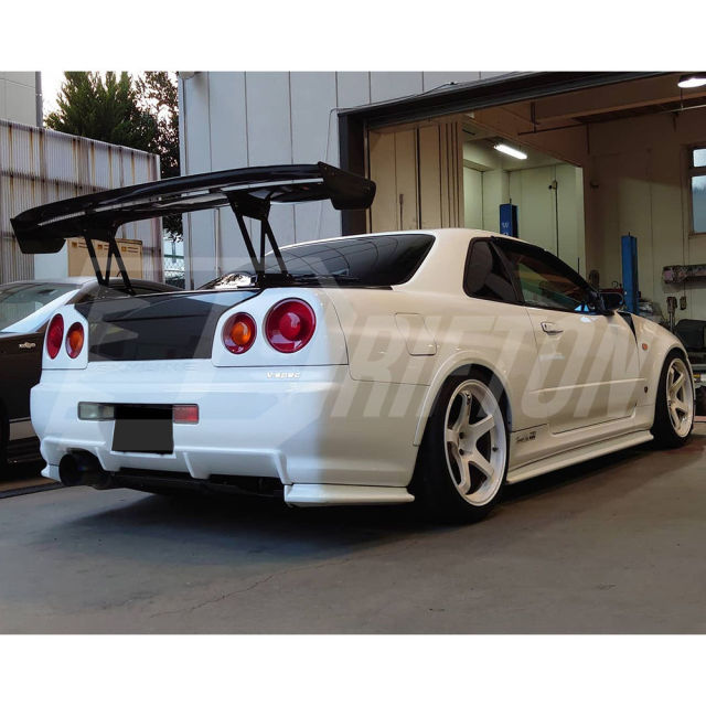 Voltex 1600mm Low Brackets Style Carbon Fiber Rear Spoiler GT Wing For Nissan R34 GTR GTT 1998-2002