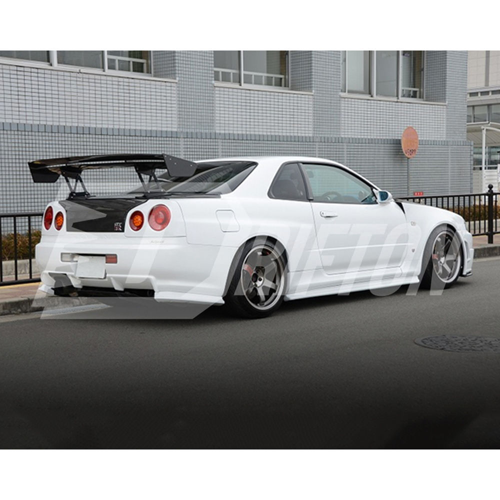 Voltex 1600mm Low Brackets Style Carbon Fiber Rear Spoiler GT Wing For Nissan R34 GTR GTT 1998-2002