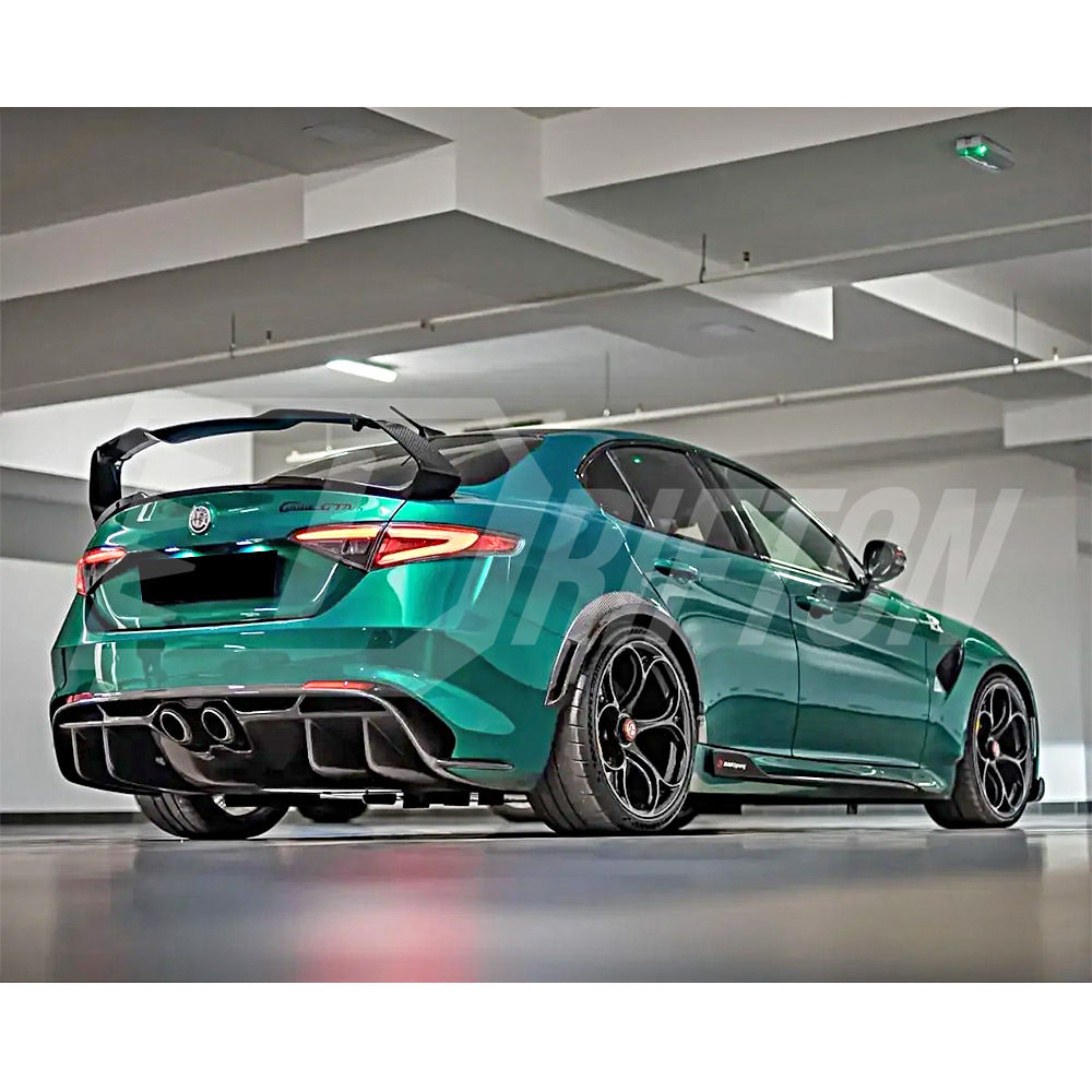 GTAM Style Carbon Fiber Rear Fender Wheel Flare Trim For Alfa Romeo Giulia 2016-2023