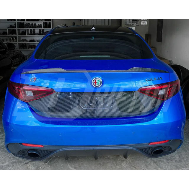 Dry Carbon Fiber Trunk Central Trim License Plate For Alfa Romeo Giulia Quadrifoglio 2016-2023