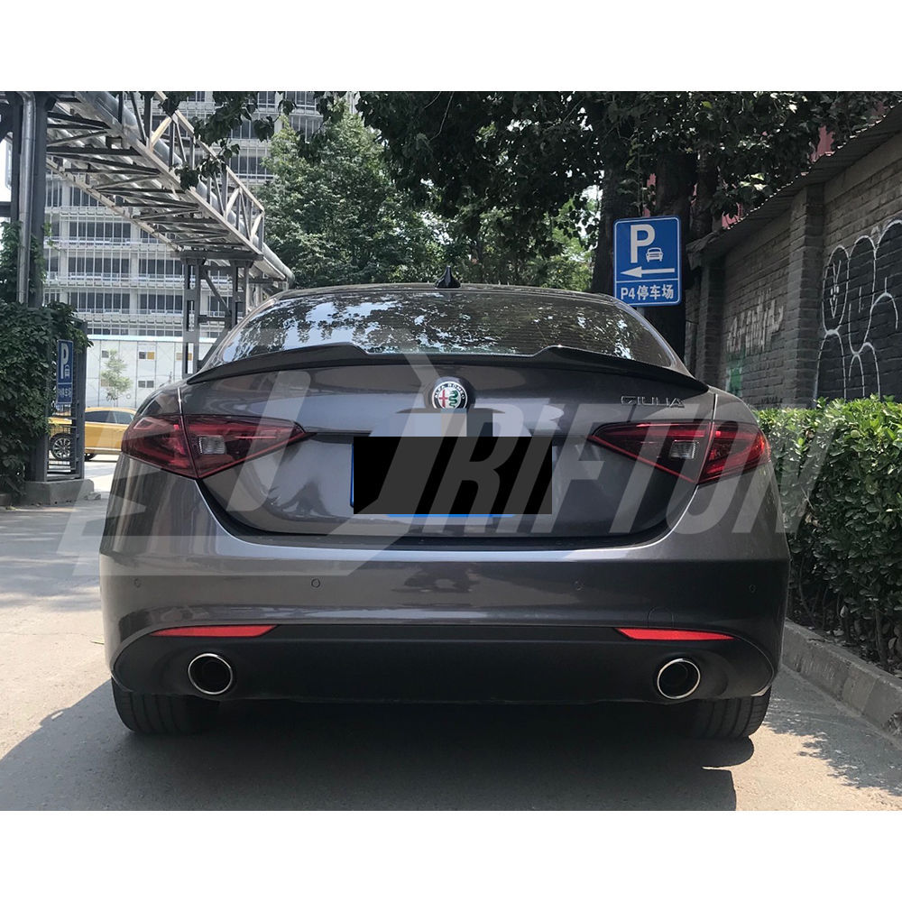 Quadrifoglio Style Carbon Fiber Rear Trunk Wing Spoiler For Alfa Romeo Giulia 2016-2023