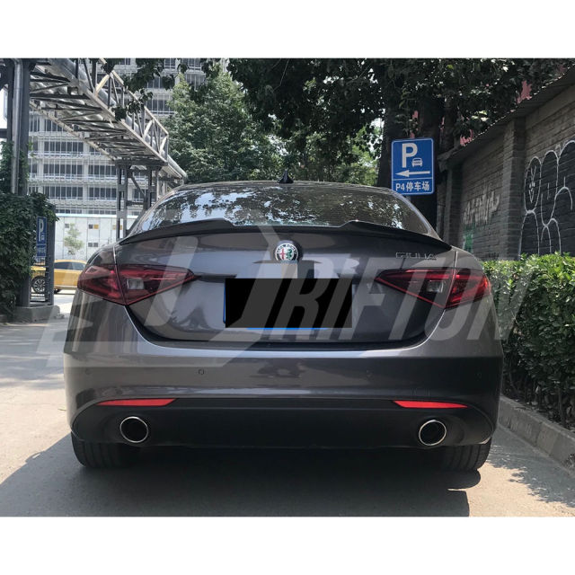 Quadrifoglio Style Carbon Fiber Rear Trunk Wing Spoiler For Alfa Romeo Giulia 2016-2023
