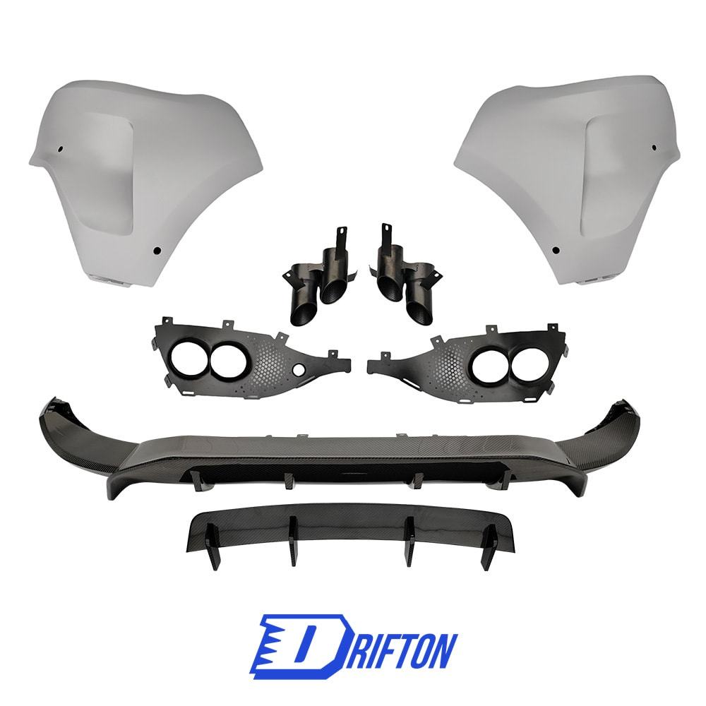 707 Style Dry Carbon Fiber With Portion Primer Rear Side Bumper & Rear Diffuser & Exhaust Tips For Aston Martin DBX