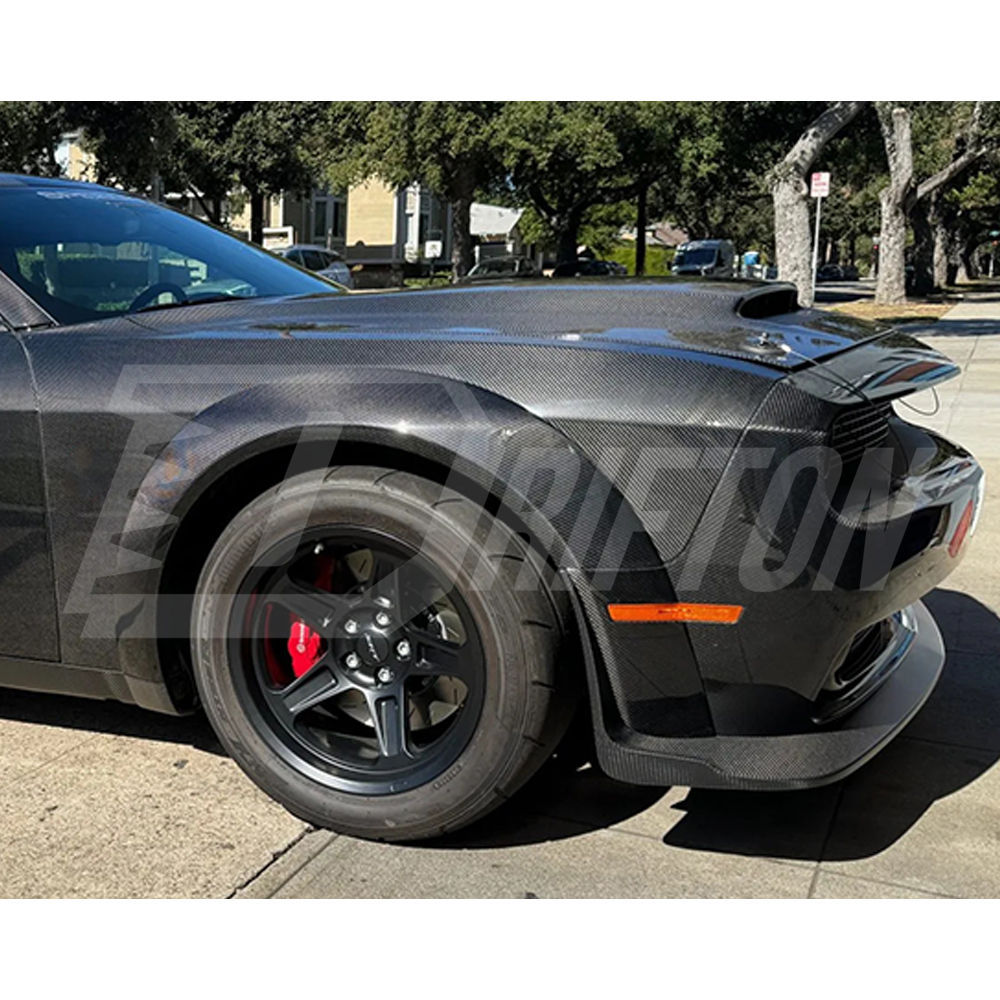Hellcat Style Carbon Fiber Front Fenders For Dodge Challenger 2015-2023