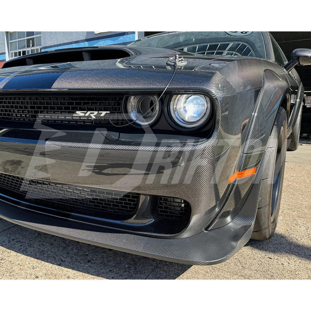 Hellcat Style Carbon Fiber Wide Body Wheels Flares Fender Extension For Dodge Challenger 2015-2023