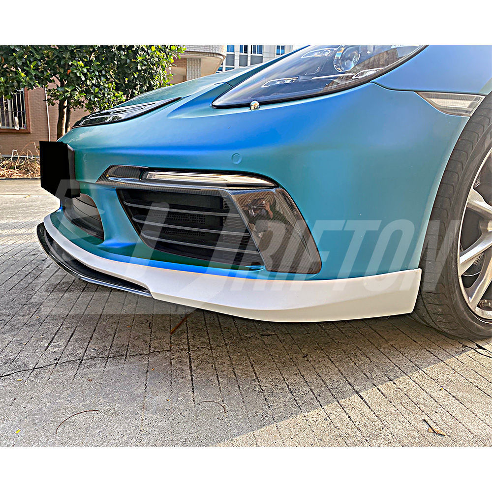 TechArt Style Partial Carbon Fiber Front Lip For Porsche 718 Cayman Boxster 2016-2025