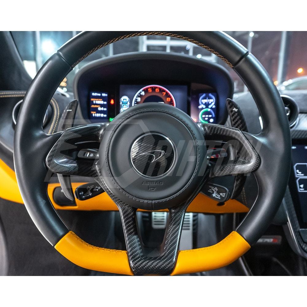 OEM Style Dry Carbon Fiber Steering Wheel Trim Cover For McLaren 570S 570GT 600LT 2015-2020