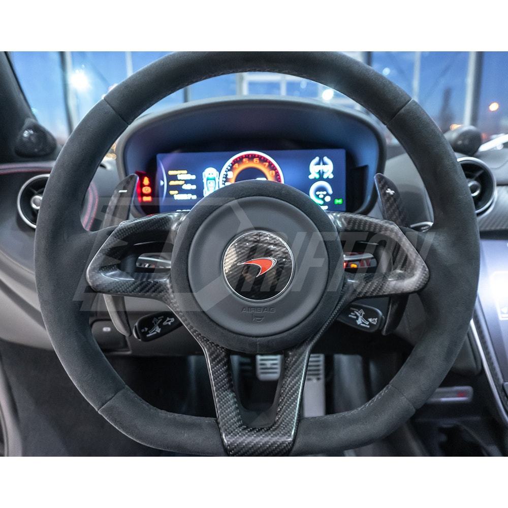 OEM Style Dry Carbon Fiber Steering Wheel Trim Cover For McLaren 570S 570GT 600LT 2015-2020