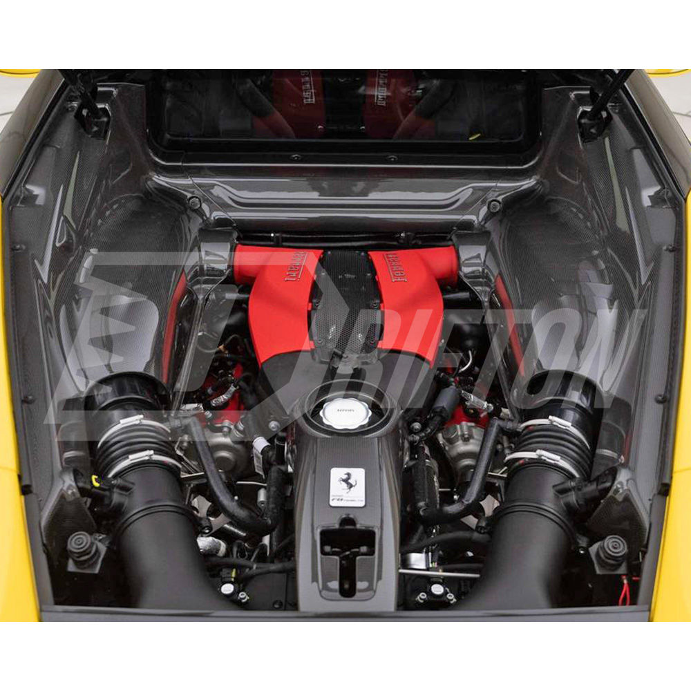 Dry Carbon Fiber Engine Bay Panels Set For Ferrari F8 Tributo 2019-2022