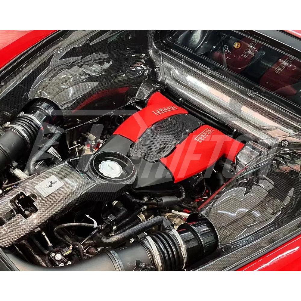 Dry Carbon Fiber Engine Bay Panels Set For Ferrari F8 Tributo 2019-2022