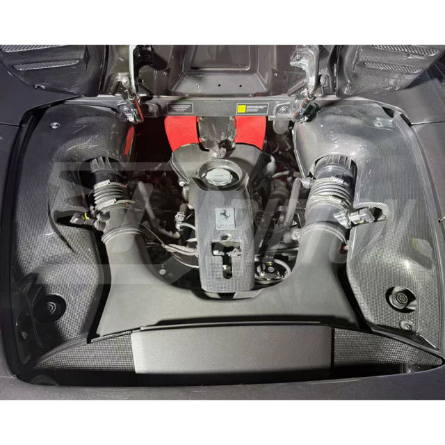 Dry Carbon Fiber Engine Bay Panels Set For Ferrari F8 Spider 2019-2022