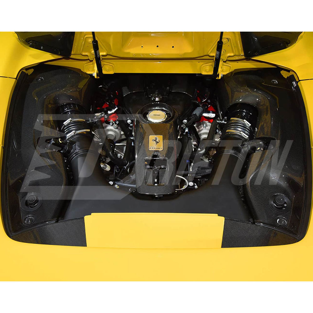Dry Carbon Fiber Engine Bay Panels Set For Ferrari F8 Spider 2019-2022
