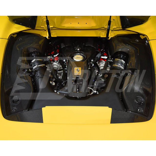 Dry Carbon Fiber Engine Bay Panels Set For Ferrari F8 Spider 2019-2022