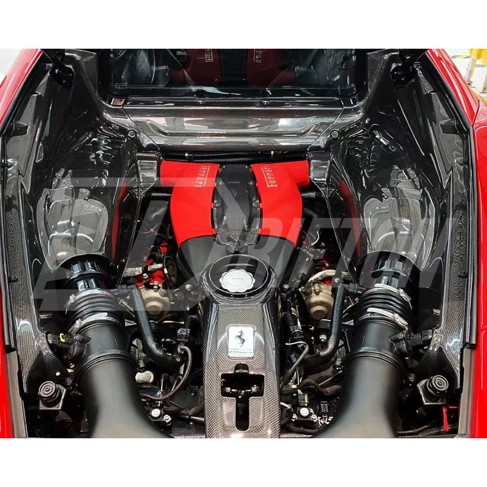 Dry Carbon Fiber Engine Bay Panels Set For Ferrari F8 Tributo 2019-2022