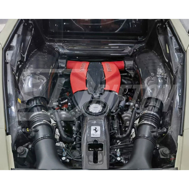 Dry Carbon Fiber Engine Bay Panels Set For Ferrari F8 Tributo 2019-2022