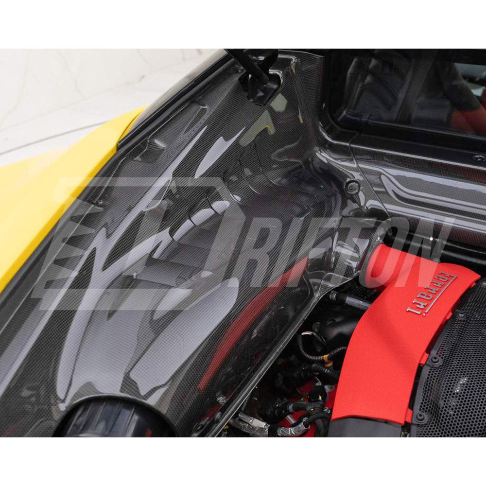 Dry Carbon Fiber Engine Bay Panels Set For Ferrari F8 Tributo 2019-2022