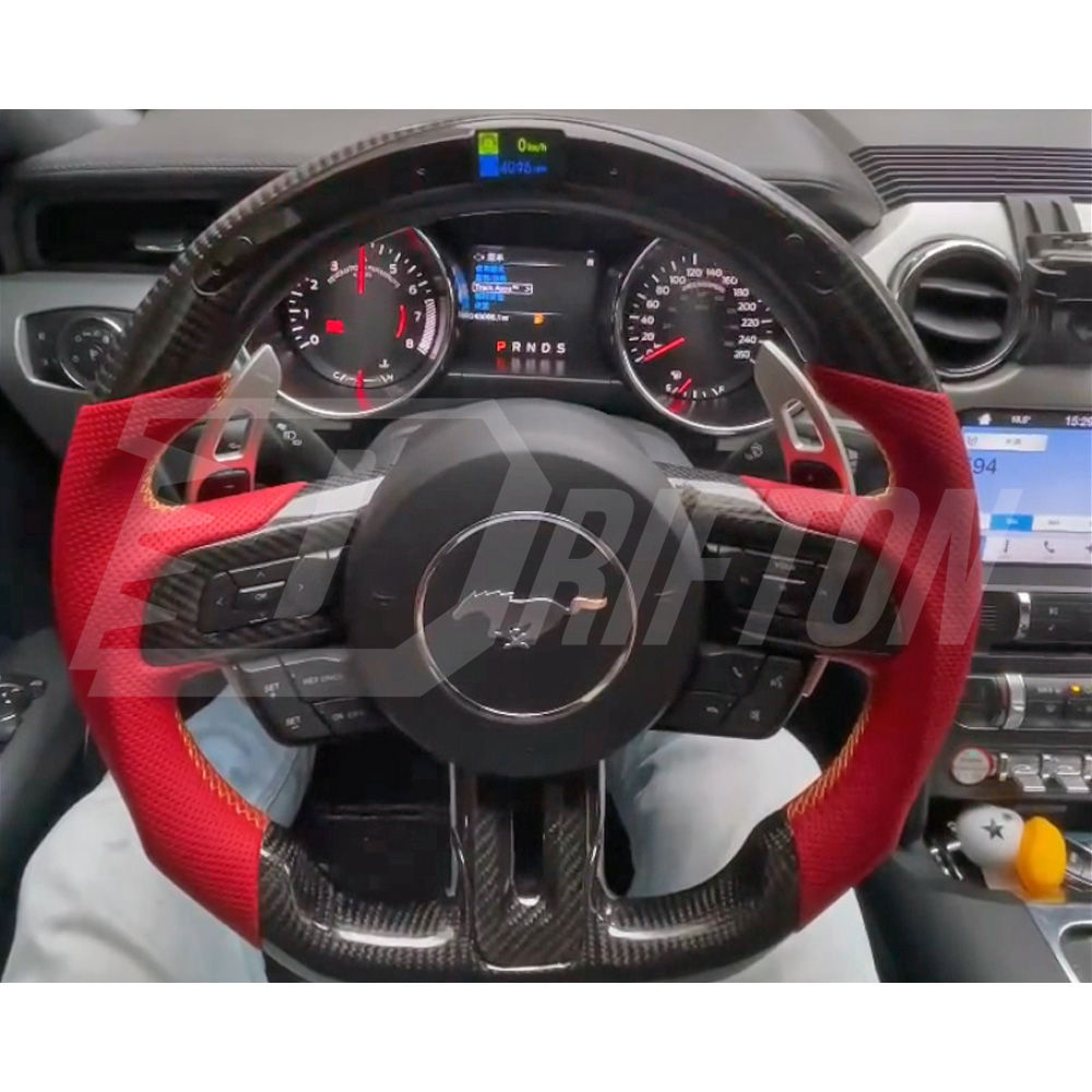 Customize Carbon Fiber RPM LED Display Steering Wheel For Ford Mustang Gen6 S550.1 2015-2017