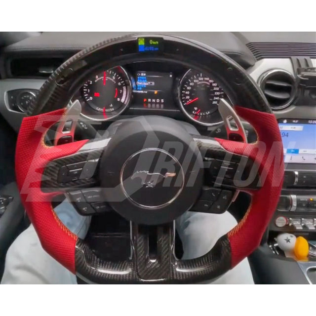 Customize Carbon Fiber RPM LED Display Steering Wheel For Ford Mustang Gen6 S550.1 2015-2017