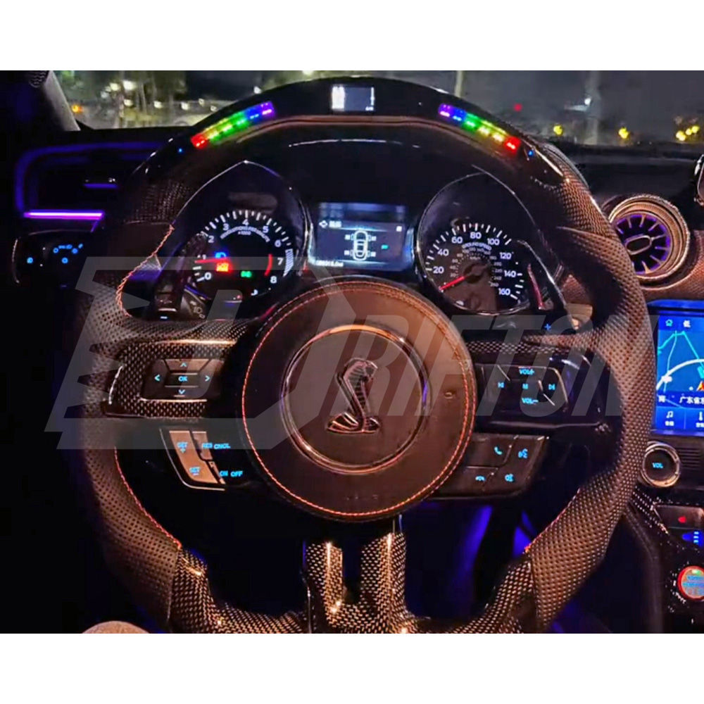 Customize Carbon Fiber RPM LED Display Steering Wheel For Ford Mustang Gen6 S550.1 2015-2017