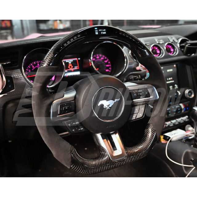 Customize Carbon Fiber RPM LED Display Steering Wheel For Ford Mustang Gen6 S550.1 2015-2017