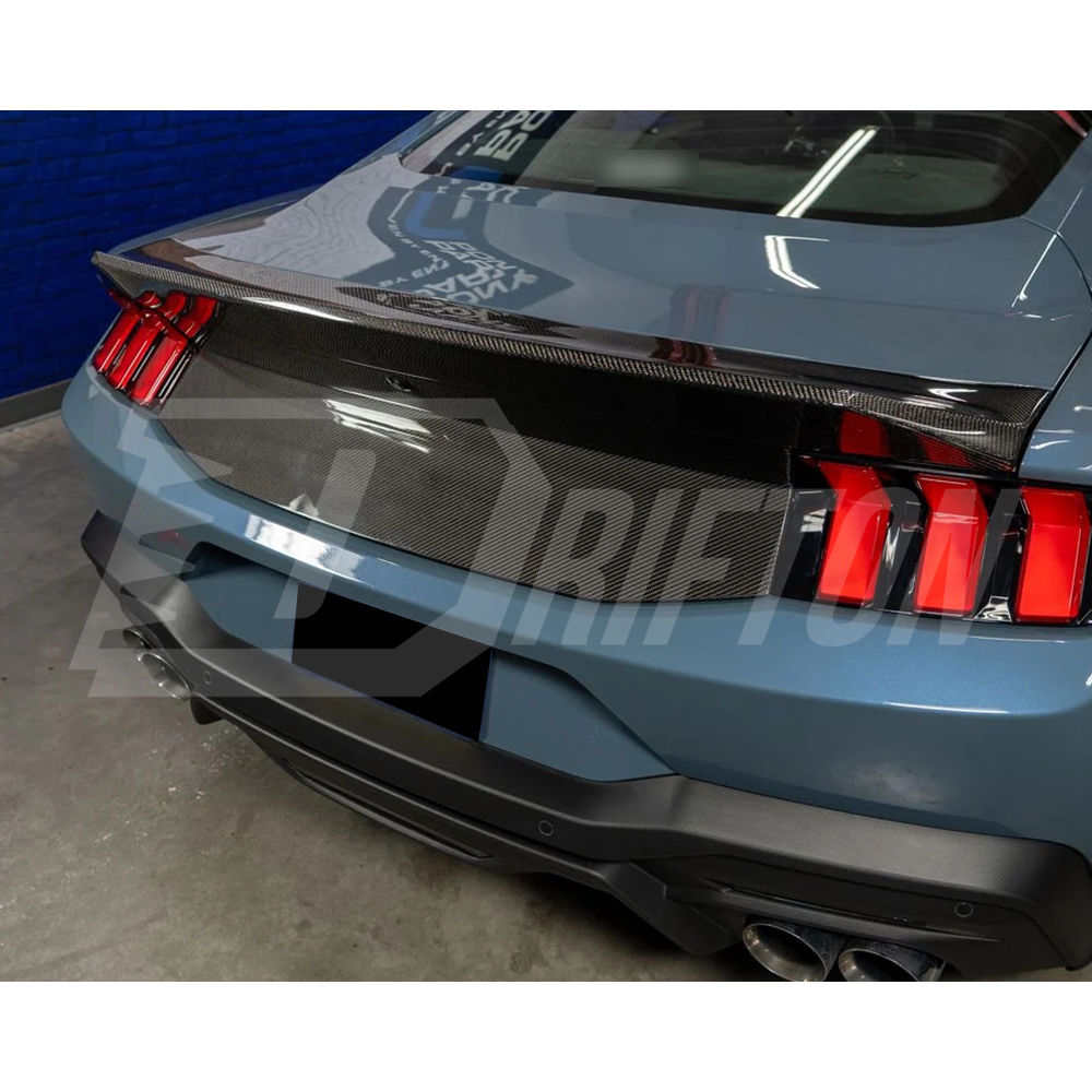 High Kick SA Style Carbon Fiber Rear Spoiler Trunk Base Lid For Ford Mustang Gen7 S650 2024-On