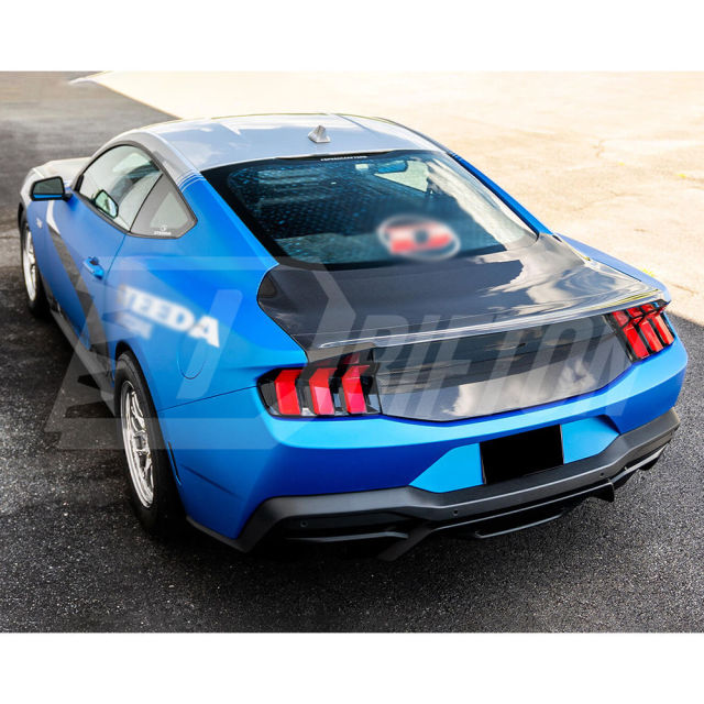 High Kick SA Style Carbon Fiber Rear Spoiler Trunk Base Lid For Ford Mustang Gen7 S650 2024-On