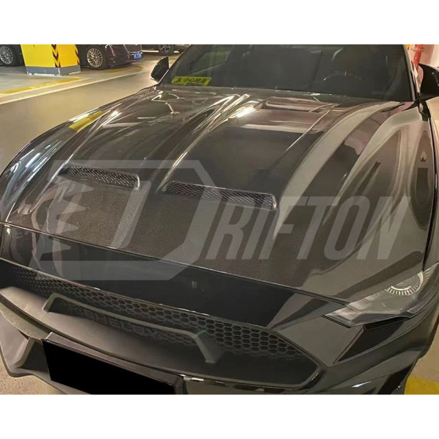 Super Snake Style Carbon Fiber Hood For Ford Mustang Gen6 S550.2 2018-2023