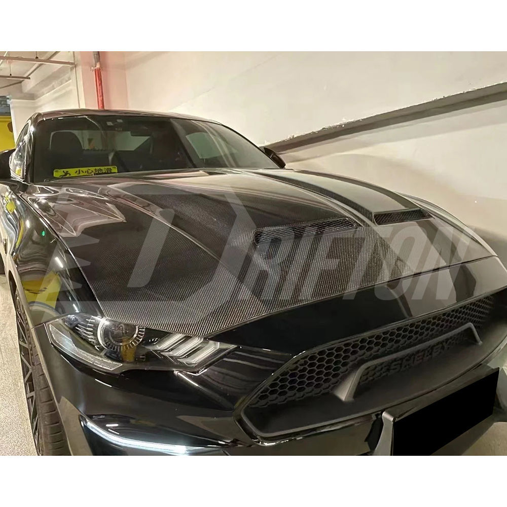 Super Snake Style Carbon Fiber Hood For Ford Mustang Gen6 S550.2 2018-2023
