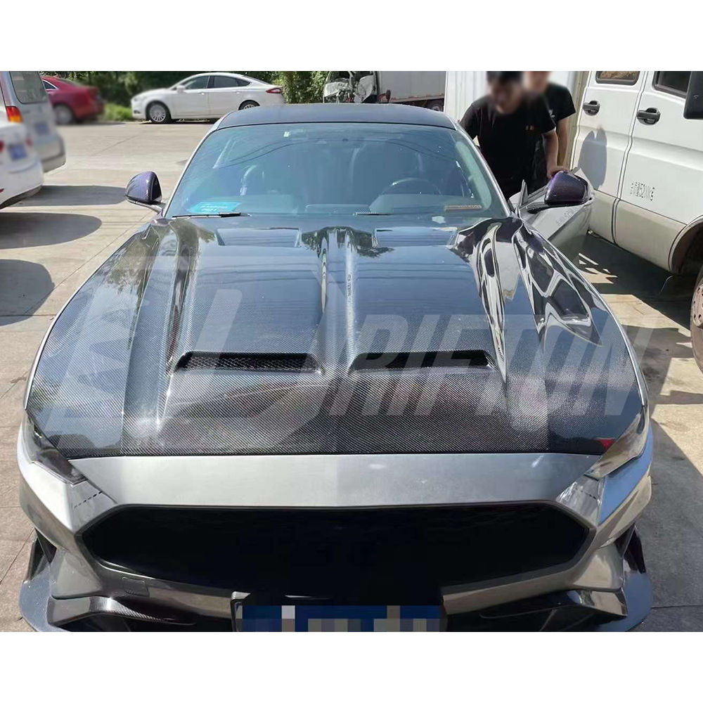 Super Snake Style Carbon Fiber Hood For Ford Mustang Gen6 S550.2 2018-2023
