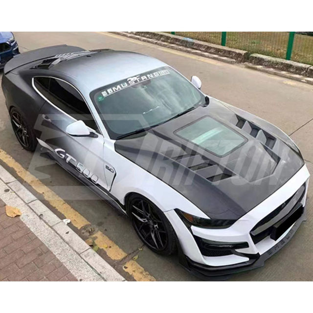 Transparent Style Carbon Fiber Hood For Ford Mustang Gen6 S550.1 2015-2017