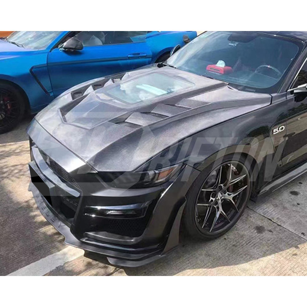Transparent Style Carbon Fiber Hood For Ford Mustang Gen6 S550.1 2015-2017
