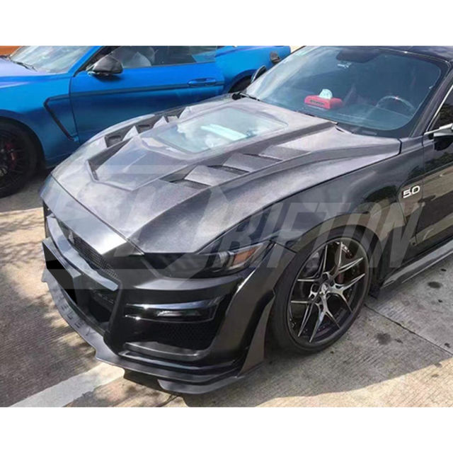 Transparent Style Carbon Fiber Hood For Ford Mustang Gen6 S550.1 2015-2017