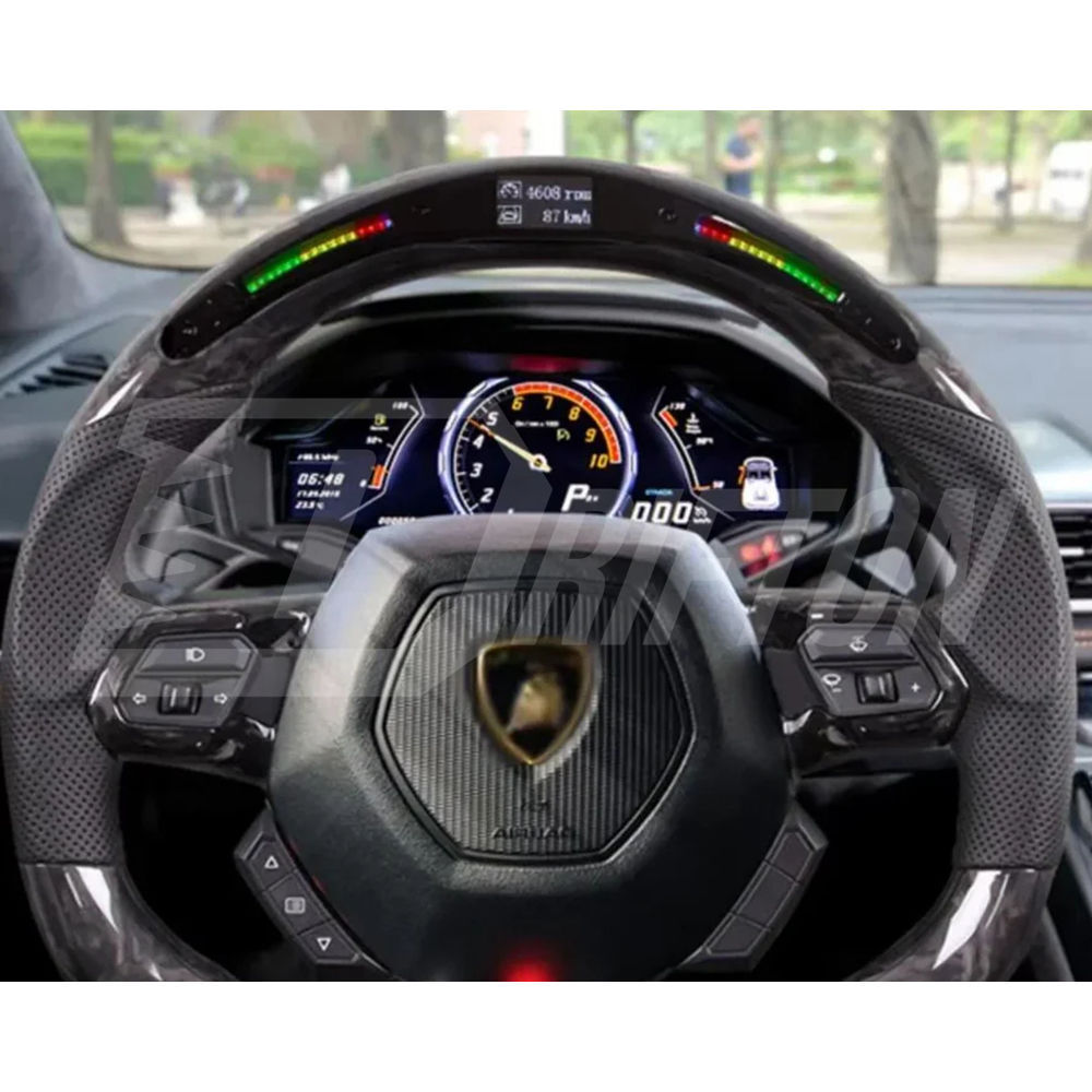 Custom Made RPM LED Display Carbon Fiber Steering Wheel For Lamborghini Huracan LP610 & LP580 & EVO 2014-2025