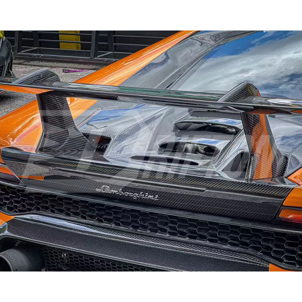 Performante Style Dry Carbon Fiber Rear Engine Hood & Spoiler Wing Set For Lamborghini Huracan LP610 & LP580 & EVO & STO & Tecnica 2014-2025