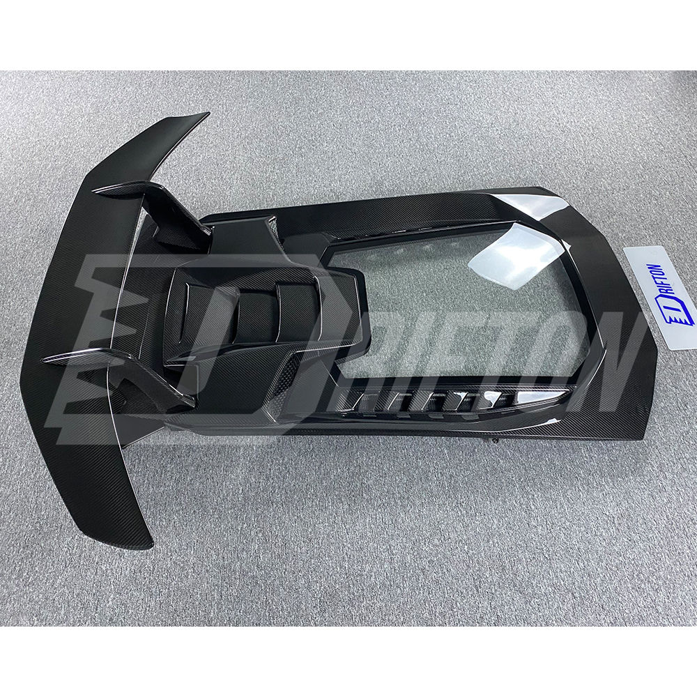 Performante Style Dry Carbon Fiber Rear Engine Hood & Spoiler Wing Set For Lamborghini Huracan LP610 & LP580 & EVO & STO & Tecnica 2014-2025