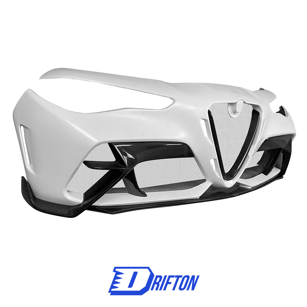 GTAM Style Half Carbon Fiber Front Bumper For Alfa Romeo Giulia 2016-2023