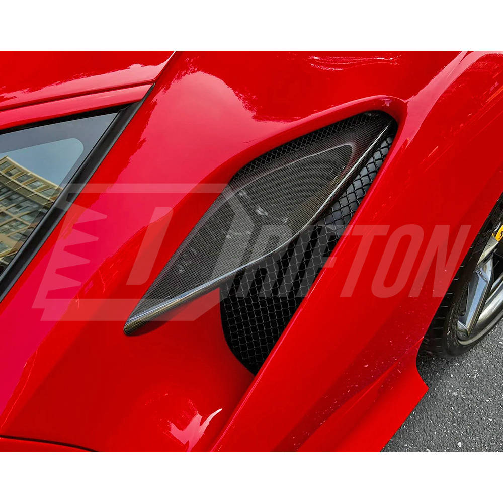 OEM Style Dry Carbon Fiber Rear Air Inlet Vent Trims For Ferrari F8 Tributo Spider 2019-2022