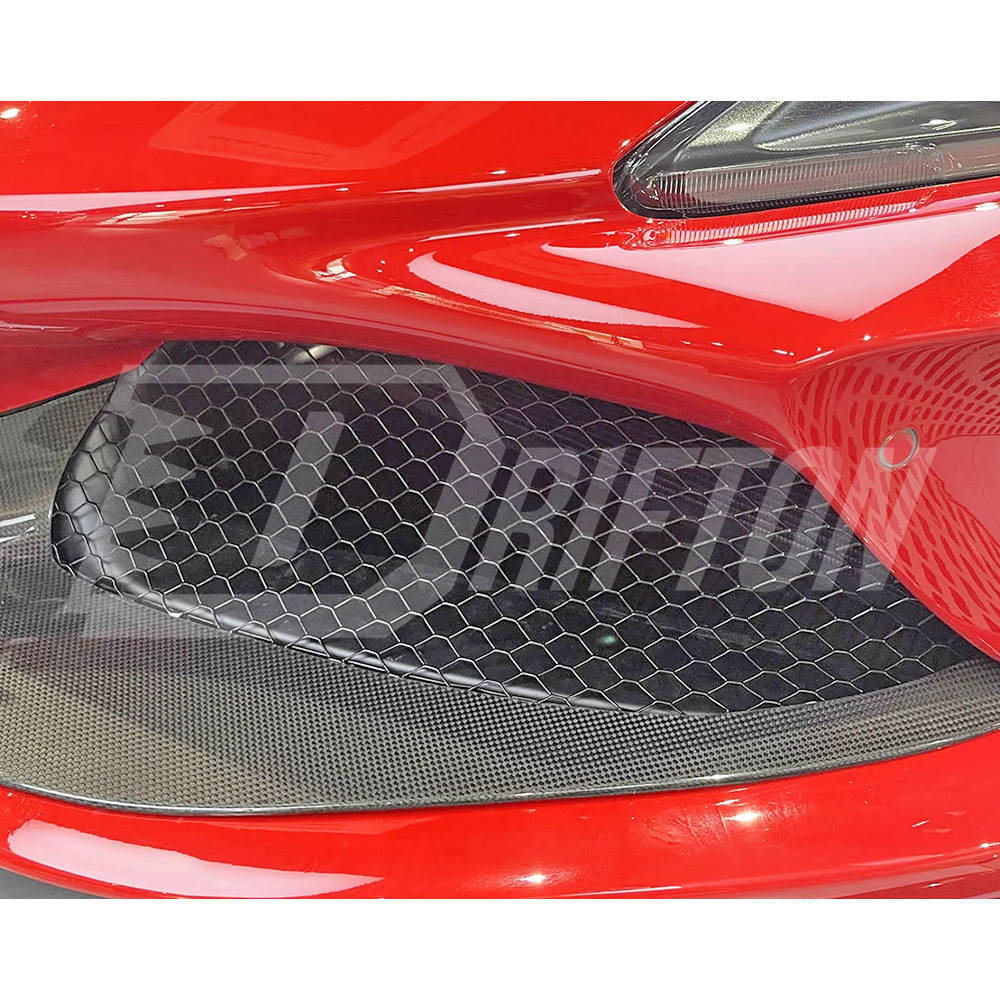 OEM Style Dry Carbon Fiber Front Bumper Center Trim For Ferrari F8 Tributo Spider 2019-2022