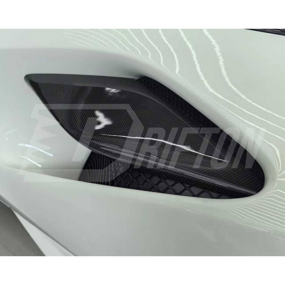 OEM Style Dry Carbon Fiber Rear Air Inlet Vent Trims For Ferrari F8 Tributo Spider 2019-2022
