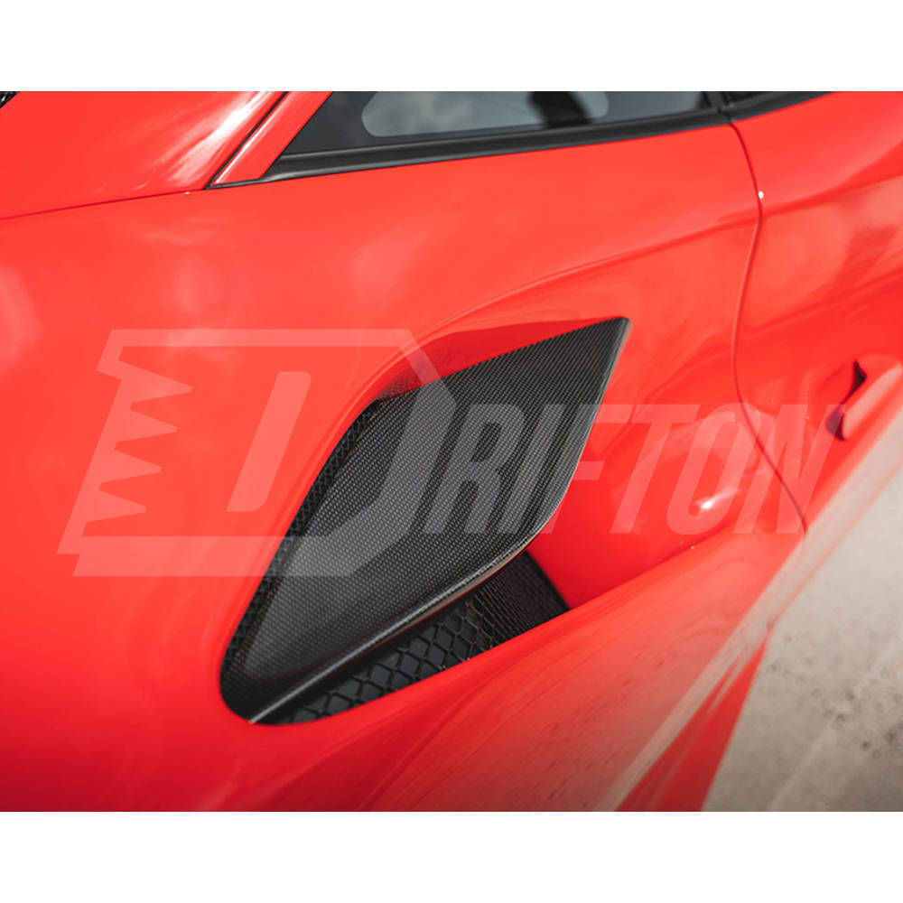 OEM Style Dry Carbon Fiber Rear Air Inlet Vent Trims For Ferrari F8 Tributo Spider 2019-2022