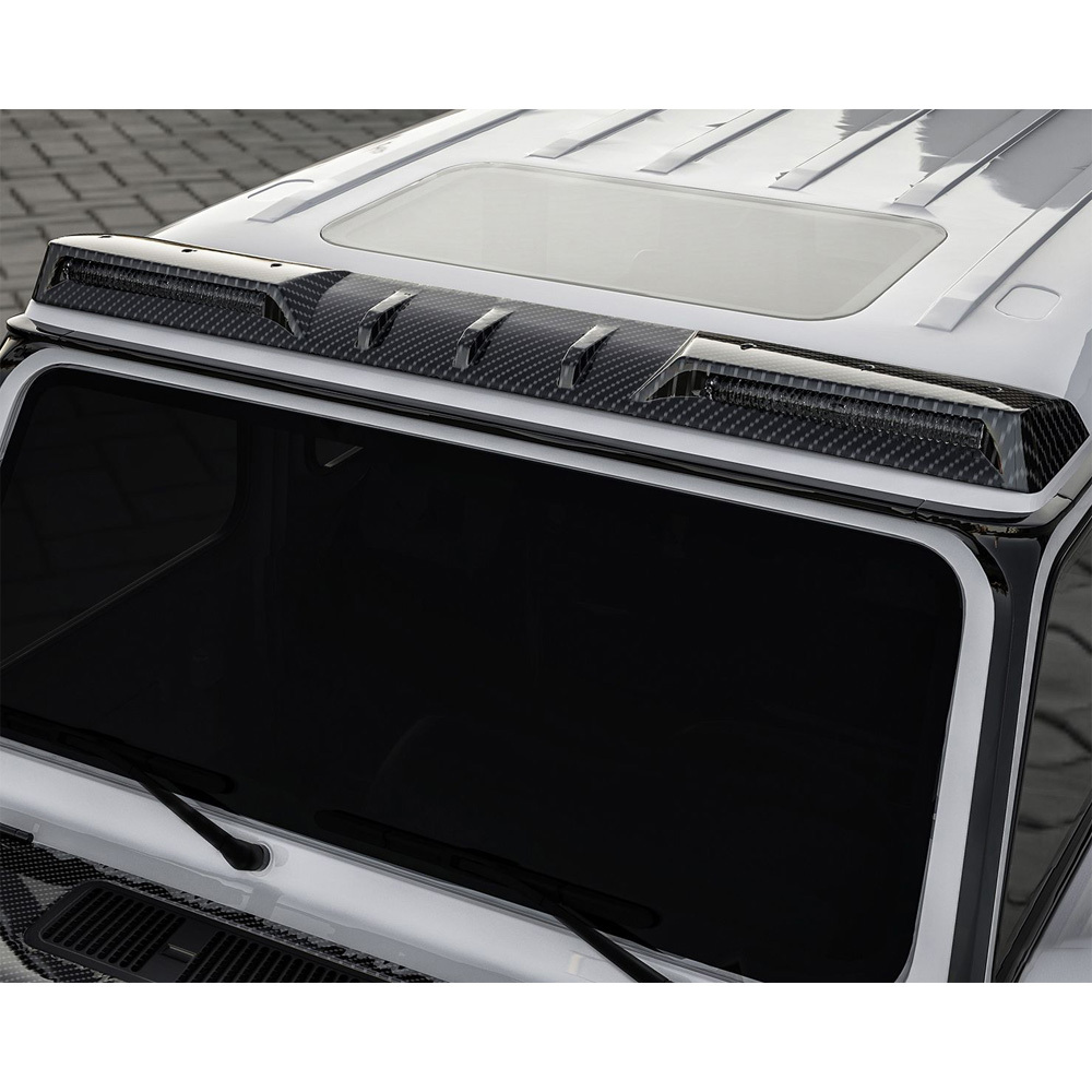 Paktechz Style Dry Carbon Fiber LED Lighting Front Roof Spoiler For Mercedes Benz G Class W464 G350 G500 AMG G63 2018-2024