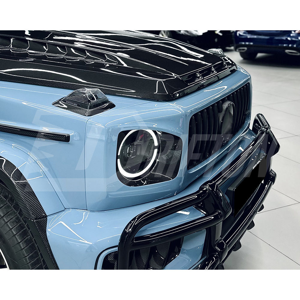 TopCar Style Dry Carbon Fiber Headlight Cover Trim For Mercedes Benz G-Class W465 G63 AMG 2024-ON
