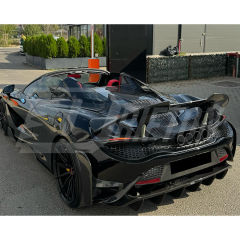 765LT Style Dry Carbon Fiber With Portion Primer Rear End Bumper Assemble & Spoiler & Exhaust System Set For Mclaren 720S 2017-2023