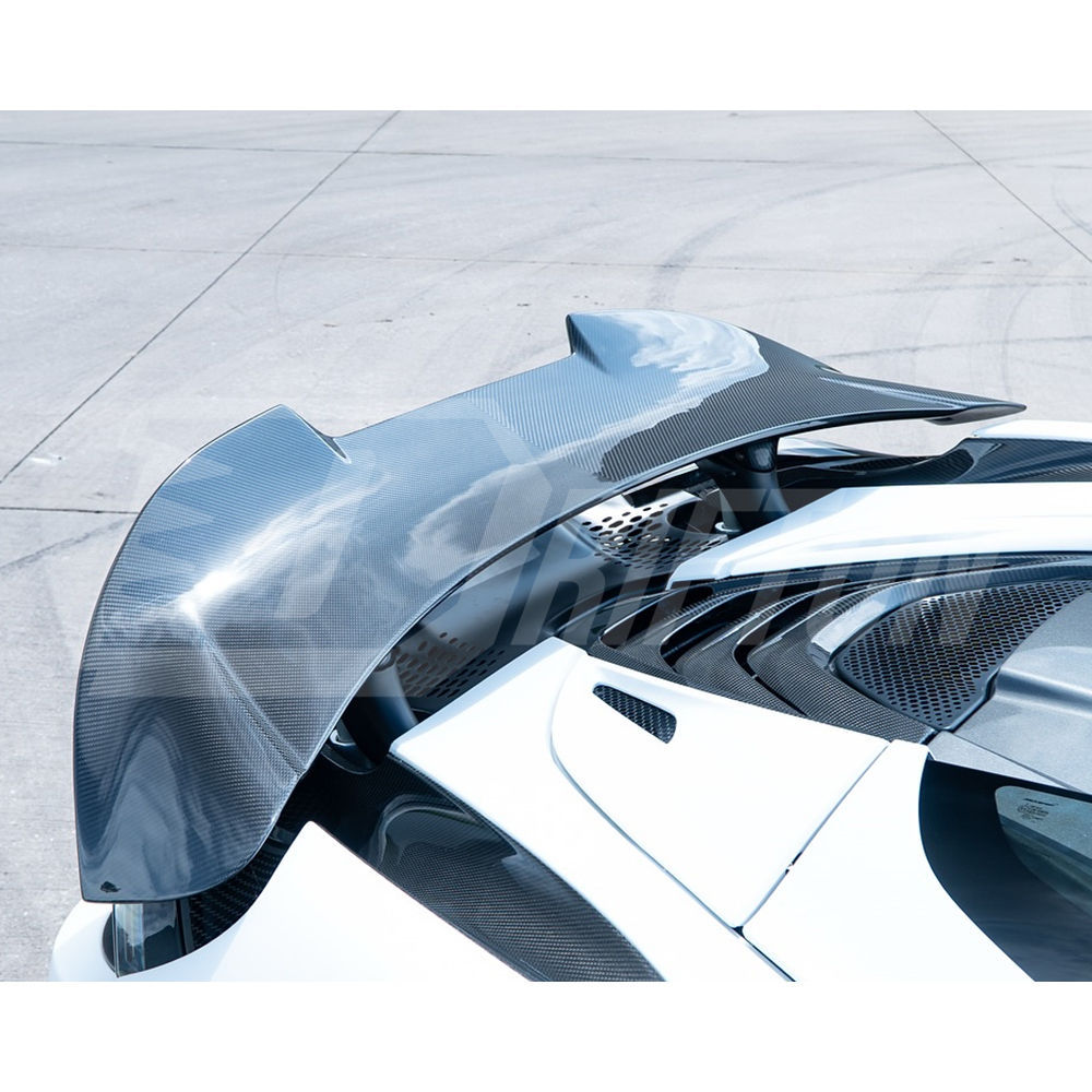 765LT Style Dry Carbon Fiber With Portion Primer Rear End Bumper Assemble & Spoiler & Exhaust System Set For Mclaren 720S 2017-2023
