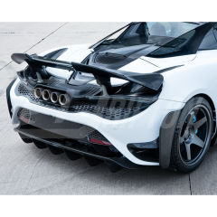 765LT Style Dry Carbon Fiber With Portion Primer Rear End Bumper Assemble & Spoiler & Exhaust System Set For Mclaren 720S 2017-2023
