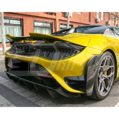 765LT Style Dry Carbon Fiber With Portion Primer Rear End Bumper Assemble & Spoiler & Exhaust System Set For Mclaren 720S 2017-2023