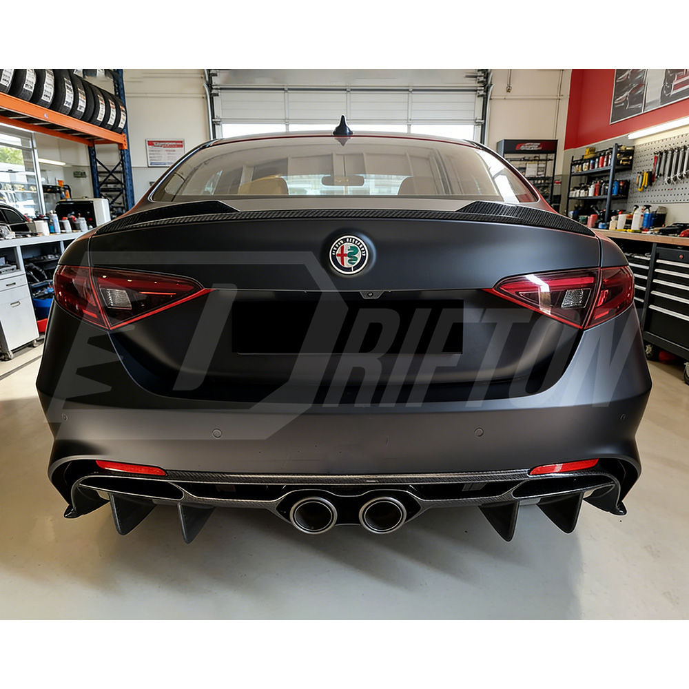 GTAM Style Dry Carbon Fiber Rear Diffuser For Alfa Romeo Giulia QV Quadrifoglio 2016-2023